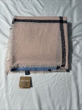Just Cozy Blanket Scarf NWT Pink Blue & Black Plaid Oversized Wrap Nursing Cover